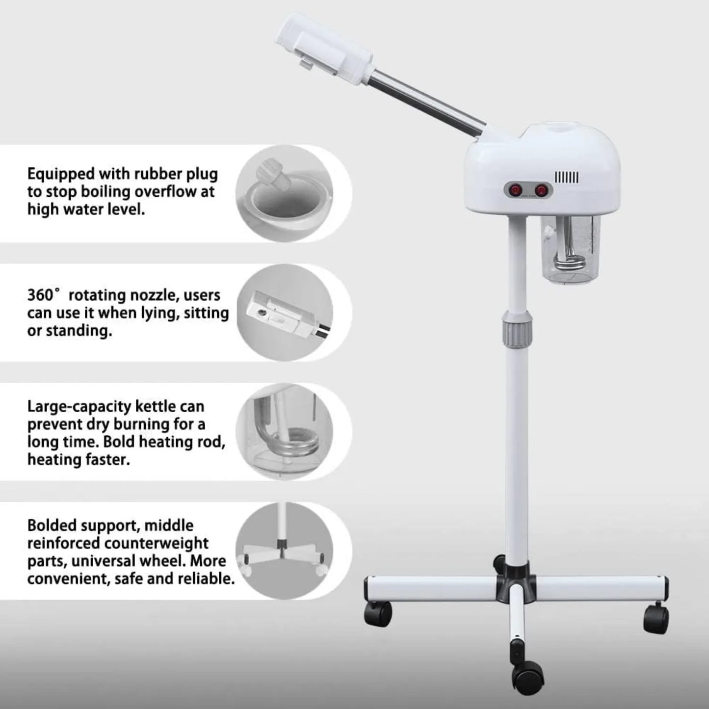 Bymaocar Professional Facial Steamer For Home Salon 360 Rotating Nozzle