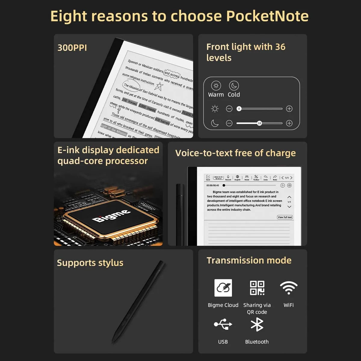 Bigme pocketNote ebook reader, 7'' e-ink screen electronic book, Android system,support google play, Eink screen ebook tablet