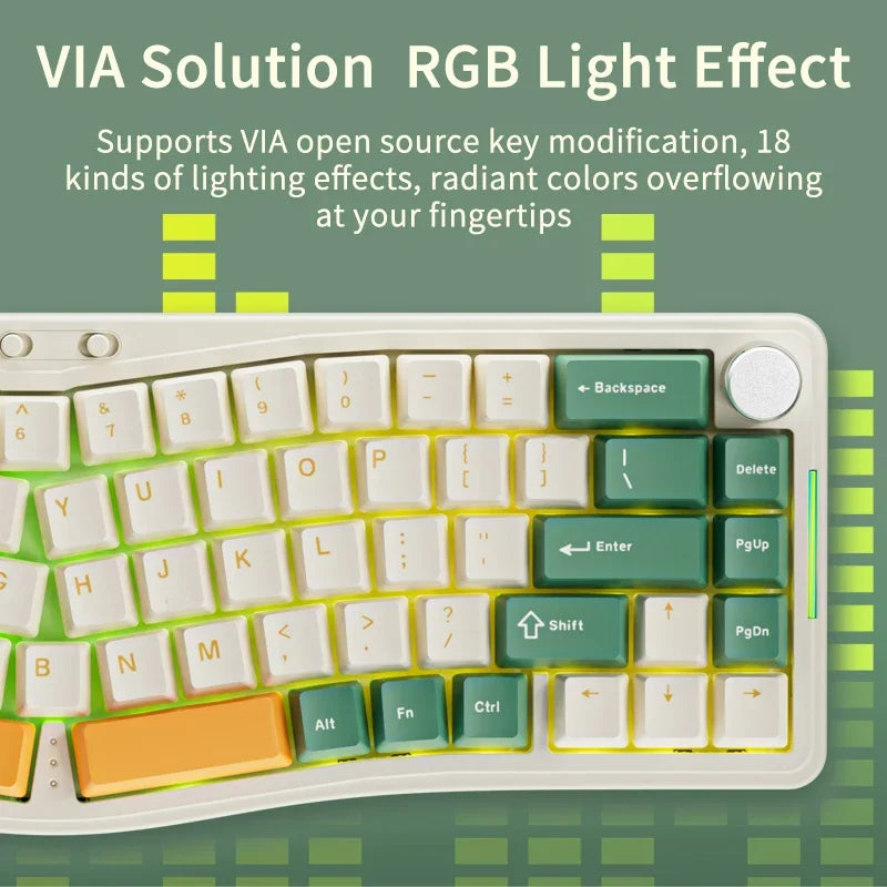 Ajazz AKS068 Pro 68 keys Gaming Mechanical Keyboard RGB Ergonomic Hot-Swapp Bluetooth Wireless Keyboards GASKET for Pc Laptop