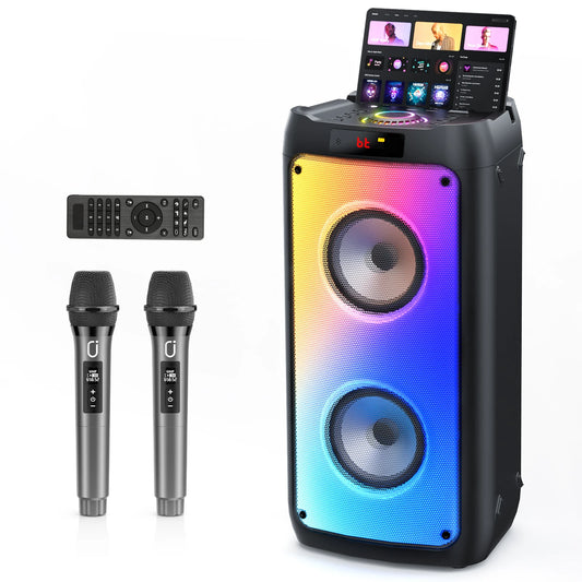 FanFunCabinet T10 Karaoke Machine With Dual Wireless Microphones Bluetooth PA