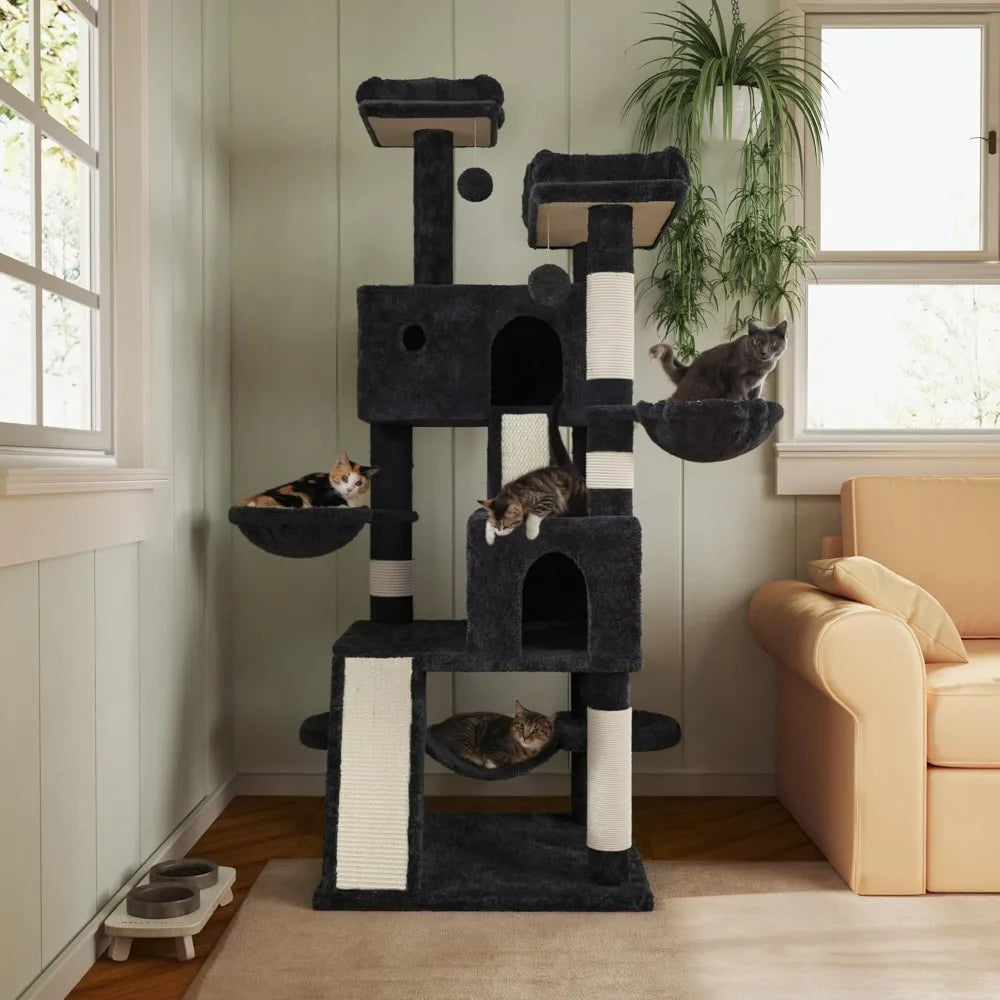 DAFIFY Three Level Cat Tree Tower With Plush Perches