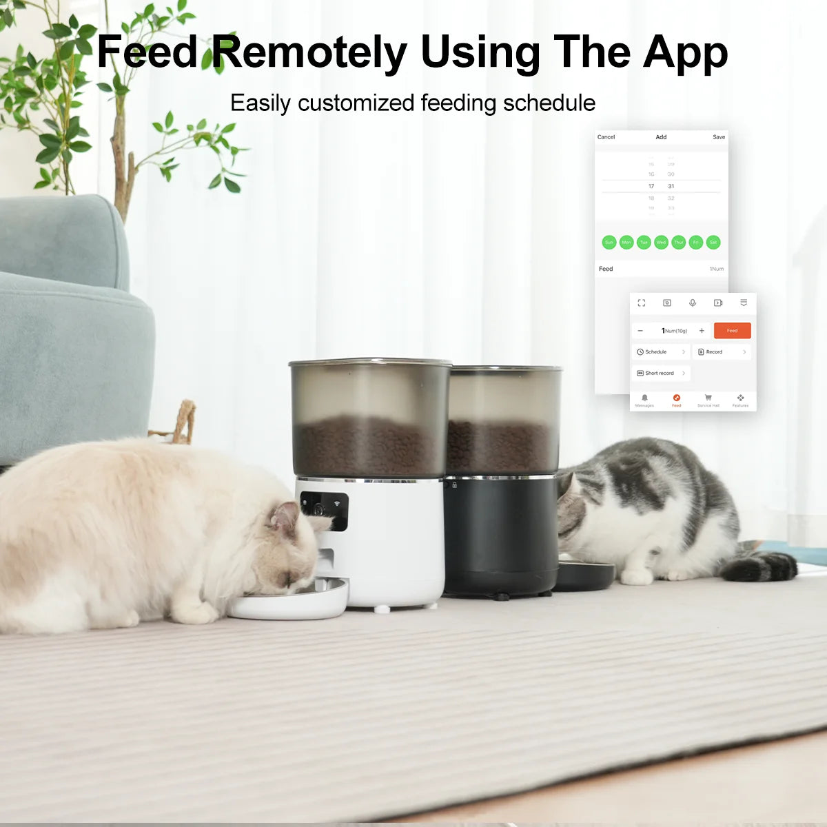 NPET Automatic 4L/140.8OZ Cat Feeder with Camera, 1080P HD Video with Night Vision, 1-20 portions Customized meals for Cats, Dog