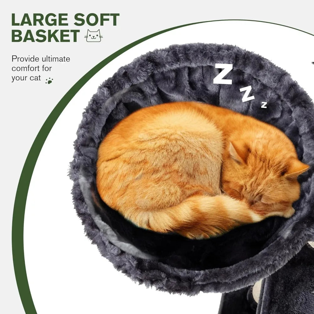 DAFIFY Three Level Cat Tree Tower With Plush Perches