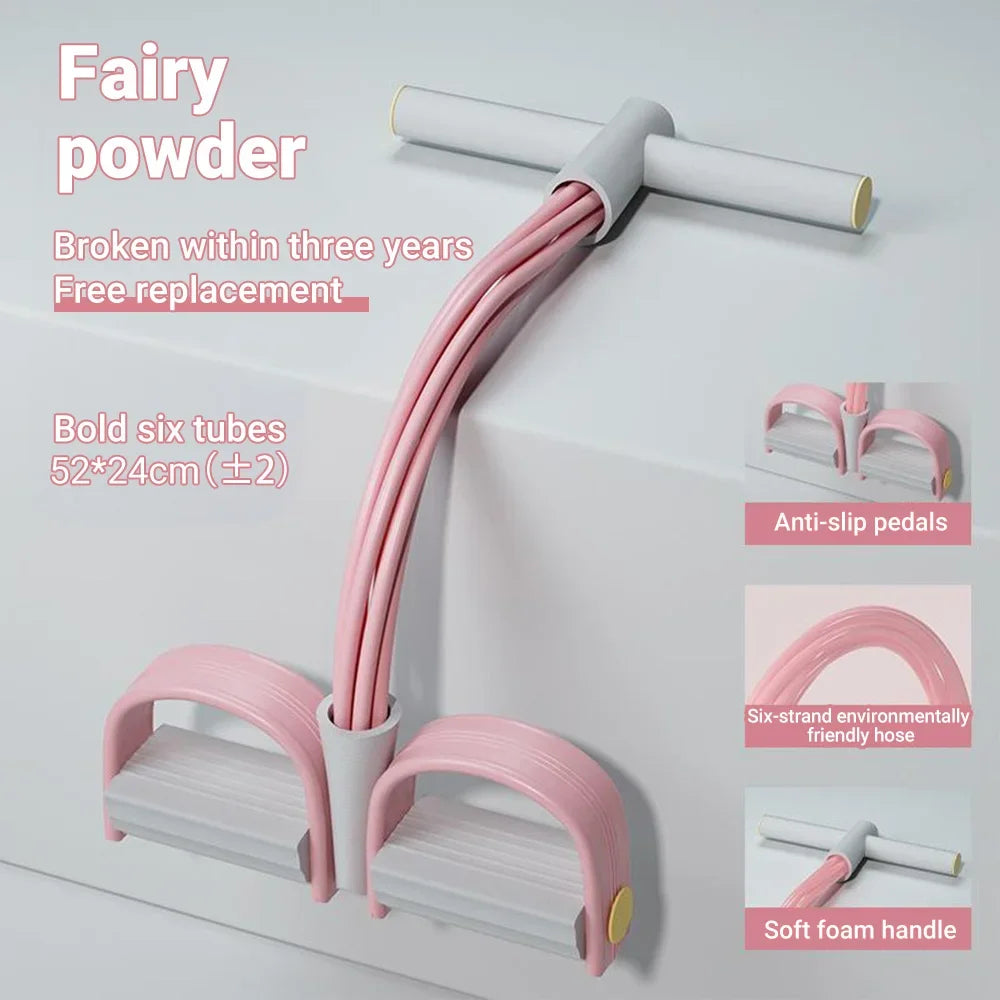 6-Tube Resistance Band Multi Function Tension Rope Fitness Bands 6-Tube Elastic Yoga Pedal Puller For Sports Exercises At Gym