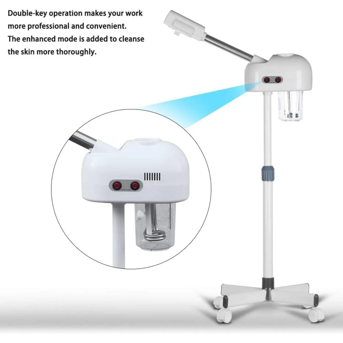 Bymaocar Professional Facial Steamer For Home Salon 360 Rotating Nozzle