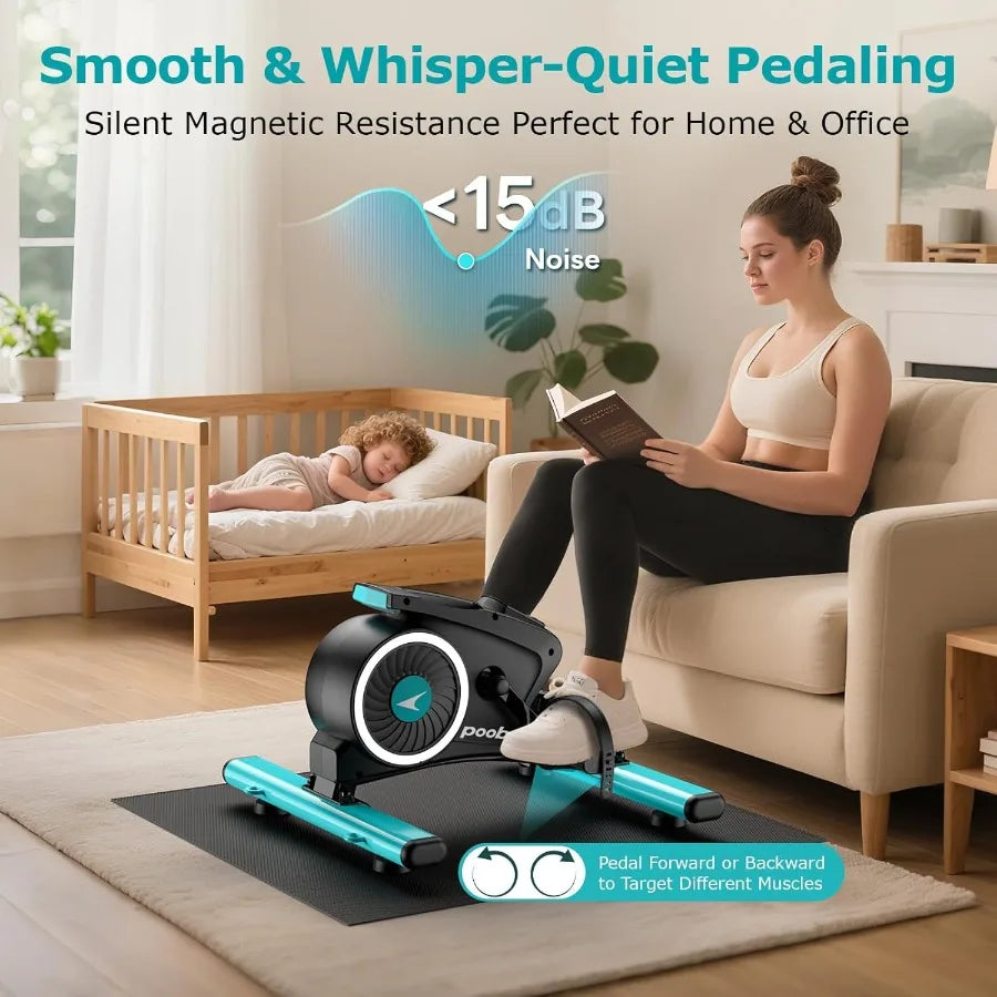 Under Desk Bike Pedal Exerciser Quiet Magnetic Mini Exercise Bike with 16 Resistance Levels for Home Office Therapy Combines Ar