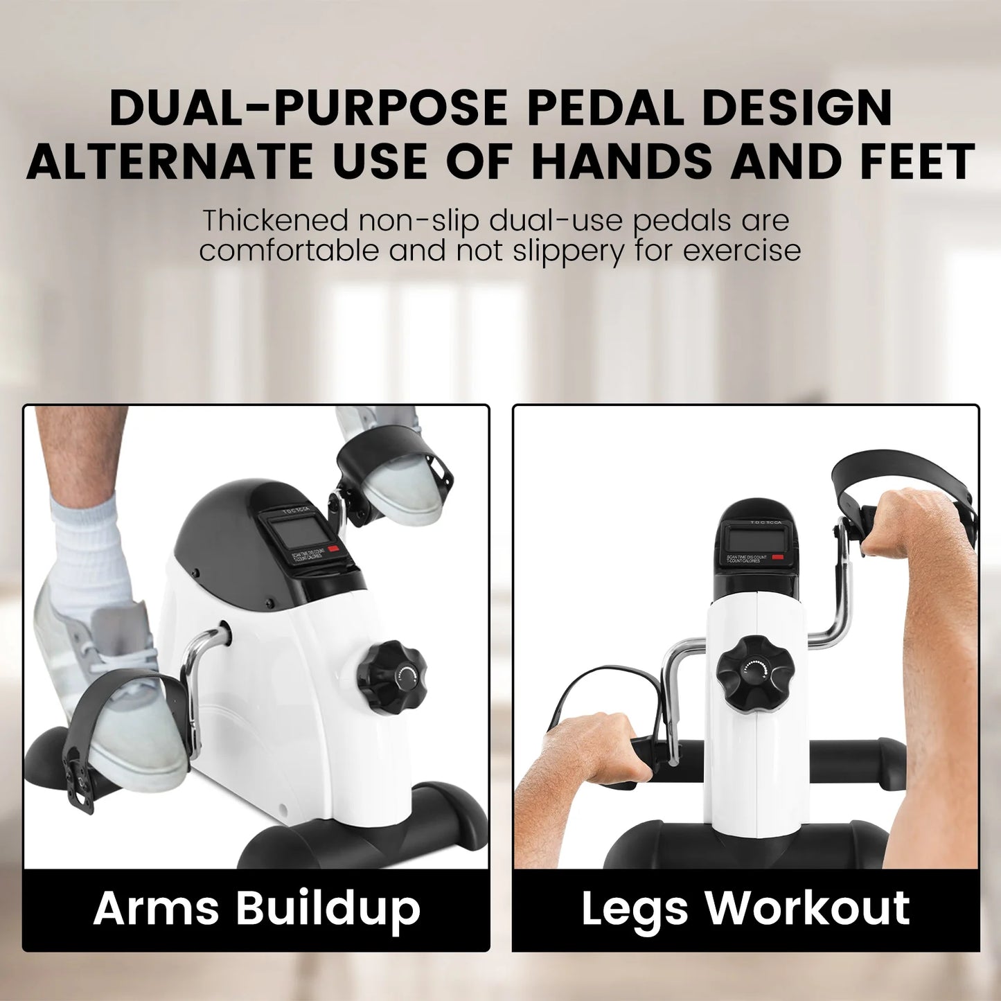 Mini Exercise Bike Multi-Function Stepper Digital Under Desk Bike Arm Leg With LCD Screen Display Pedal Exerciser Peddler Traine