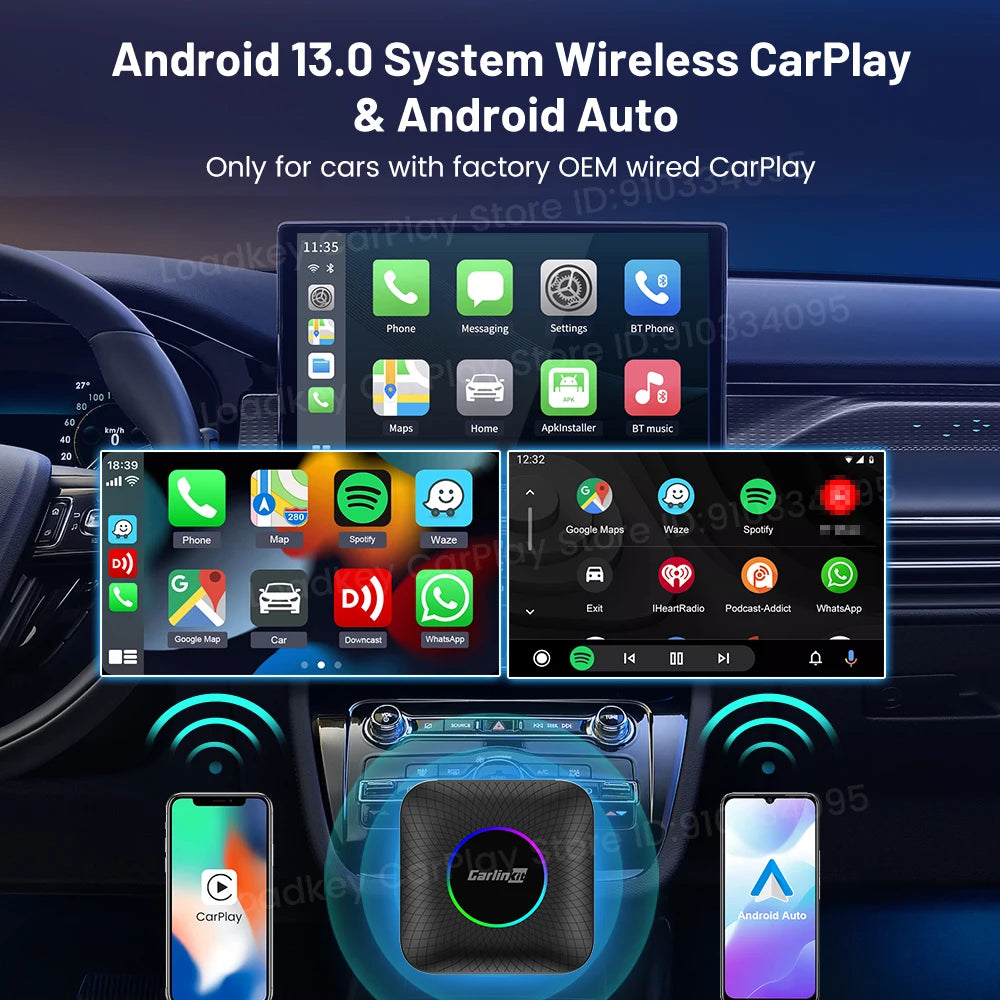 Carlinkit Android 13 AI Box Wireless CarPlay Android Auto Adapter Qualcomm 6225