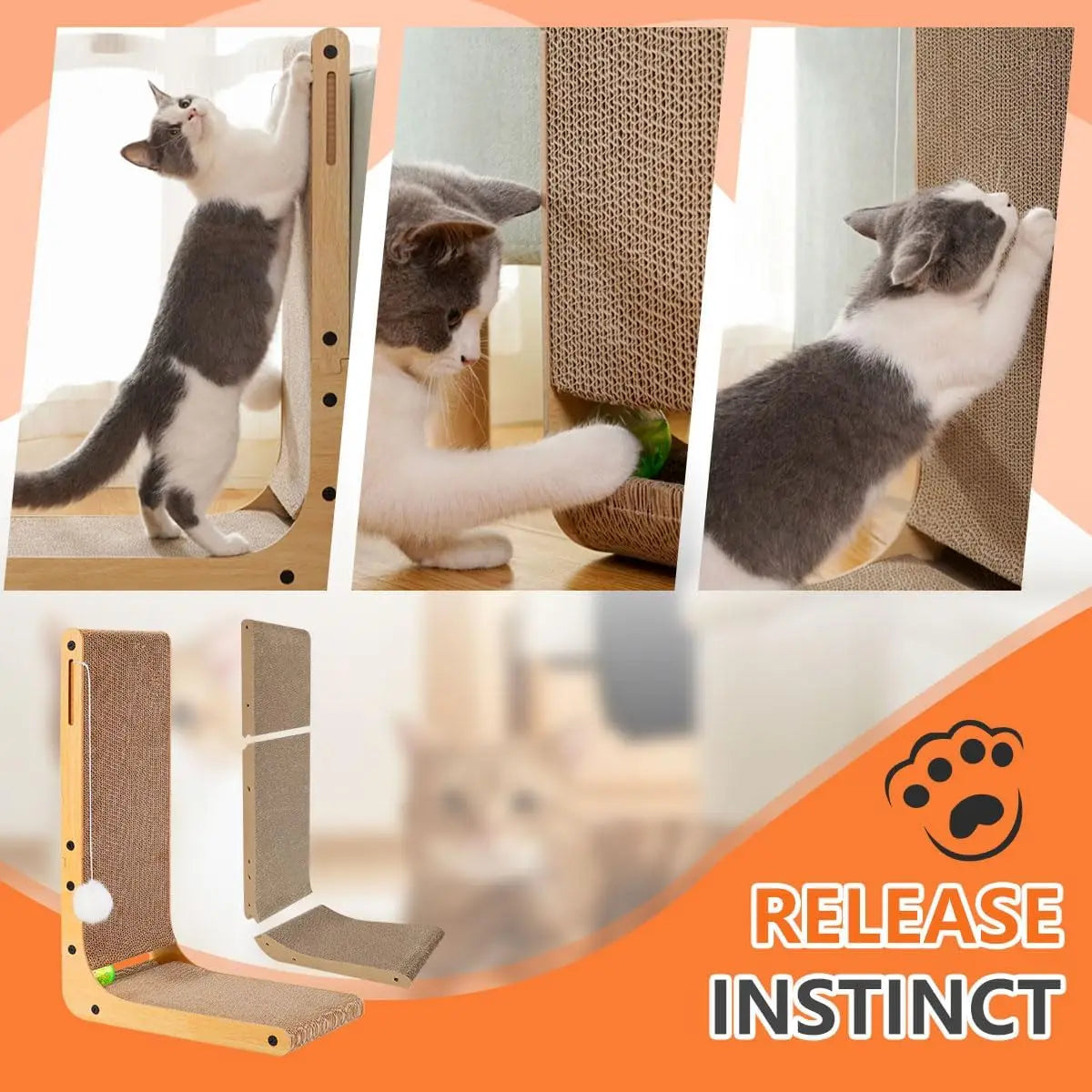 L Shape Cat Scratcher Cardboard Scratching Pad For Indoor Cats