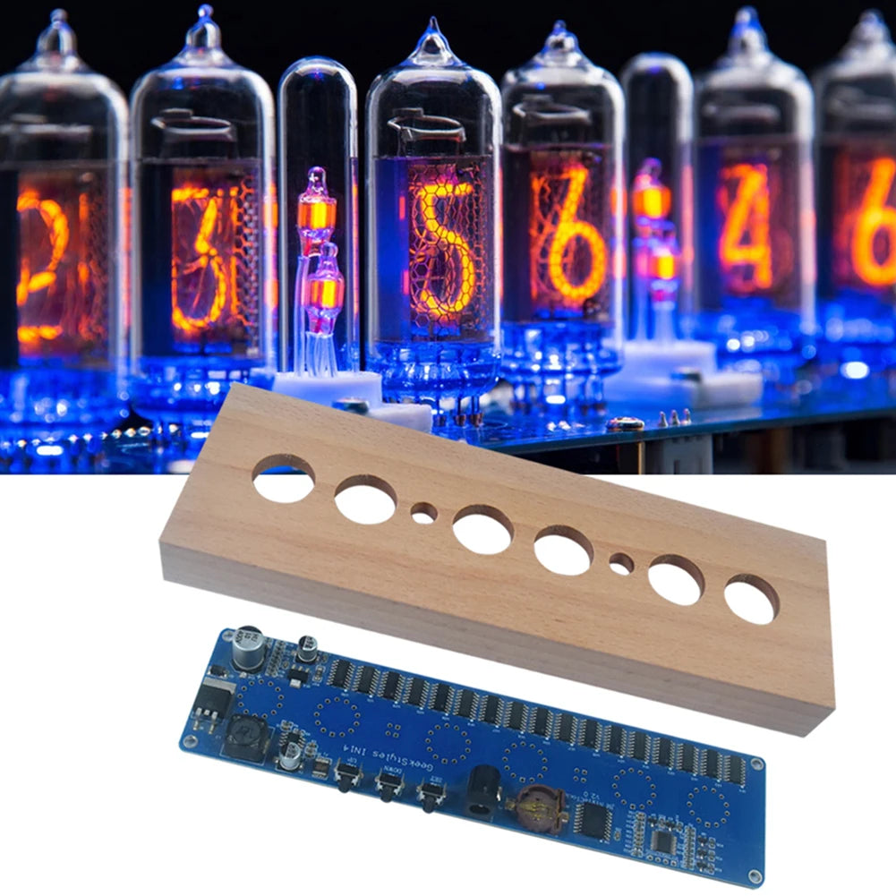 RZAHUAHU IN14 Glow Tube Clock Kit Beech Wood Nixie LED
