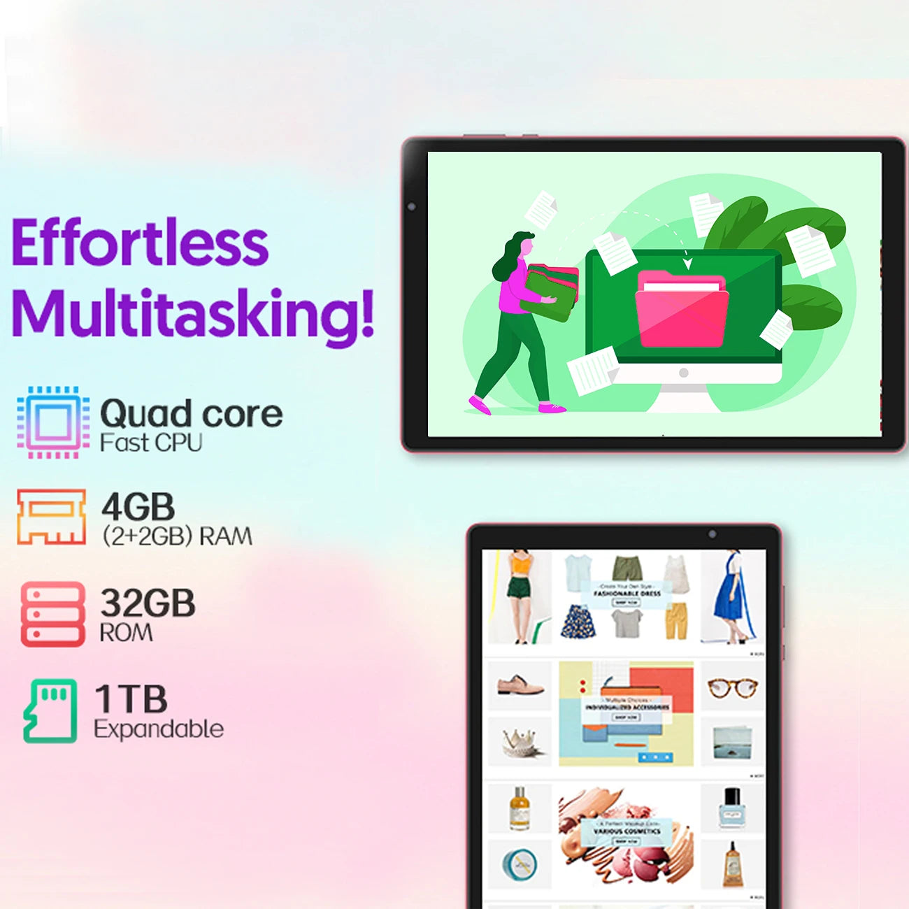 BAKEN Android Tablet Quad Core 4GB RAM 32GB Bluetooth WiFi