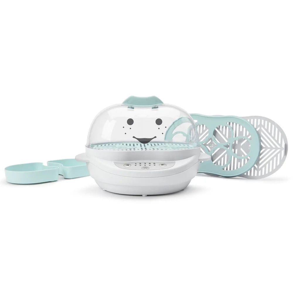 Baby Turbo Steamer with Timer Multi Functional Food Steamer Defroster Sterilizer Egg Cooker Includes Trays Measuring Cup