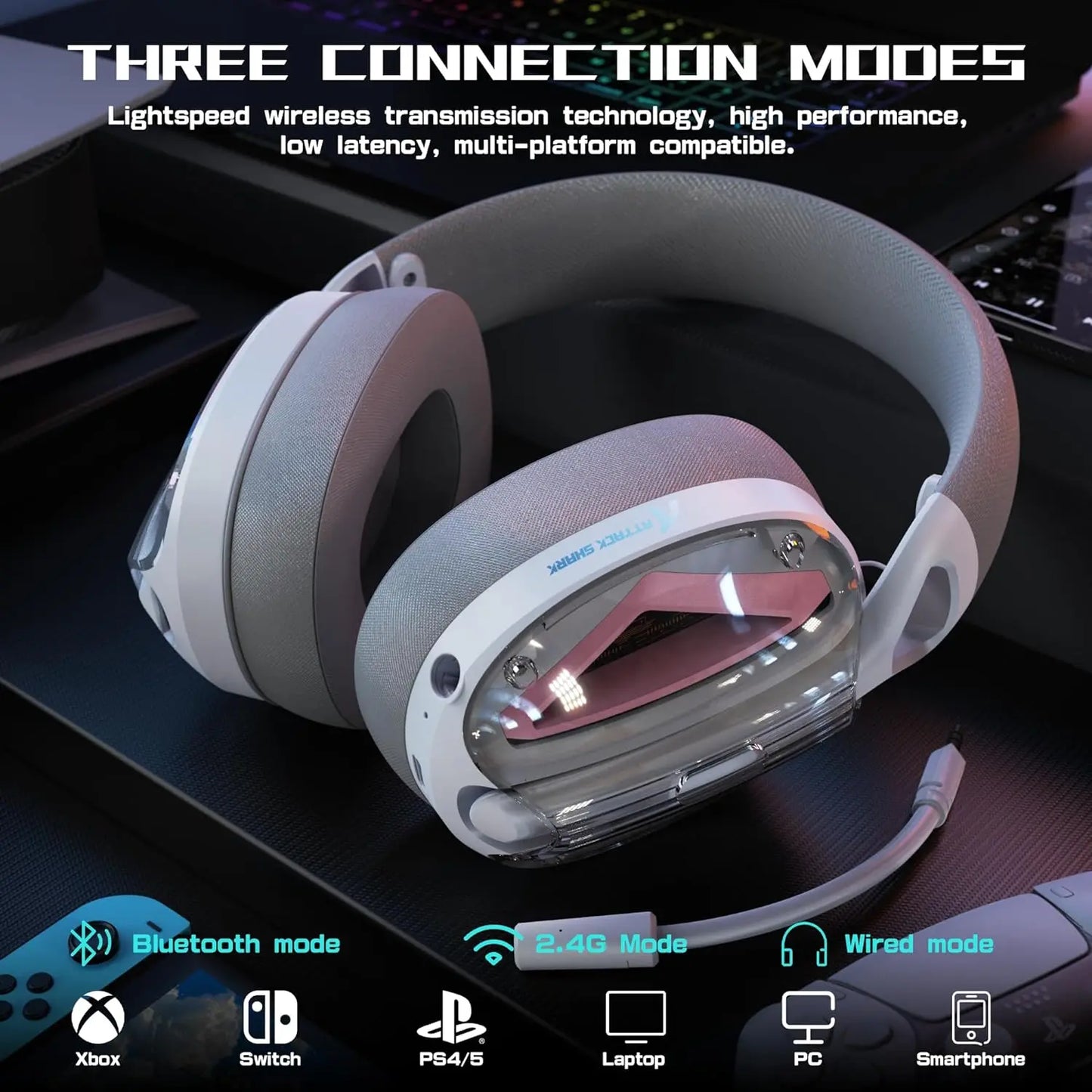 Mambasnake Attack Shark L60 Wireless Gaming Headset Tri Mode 40mm