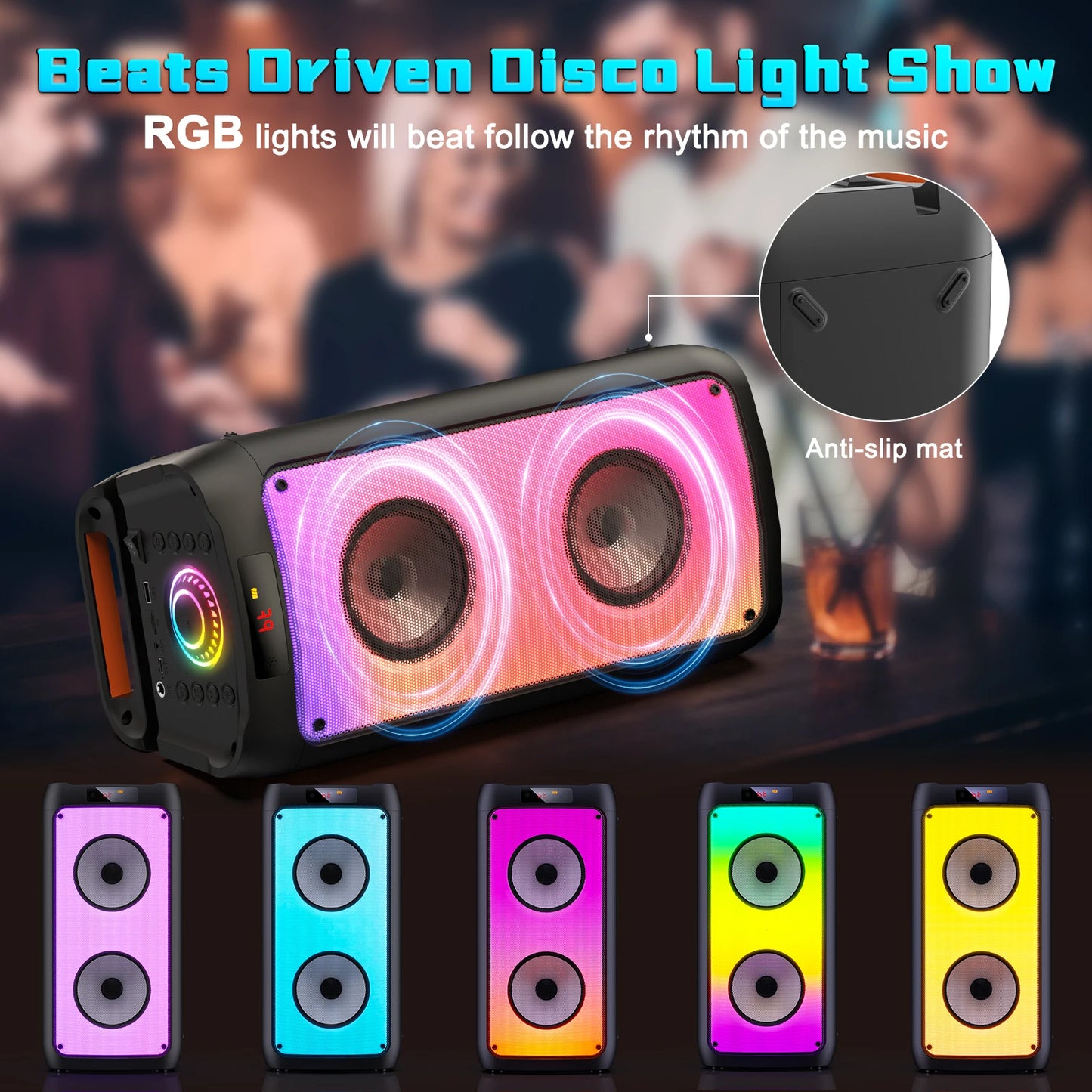 FanFunCabinet T10 Karaoke Machine With Dual Wireless Microphones Bluetooth PA
