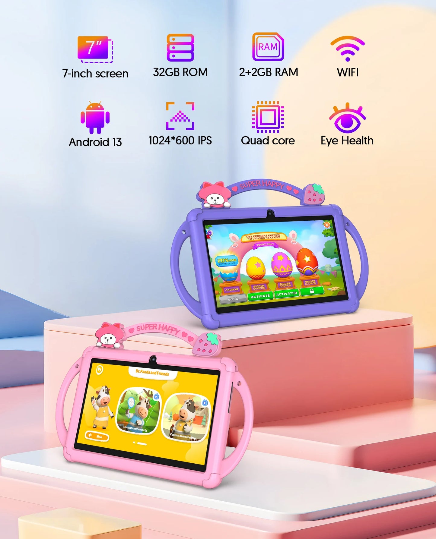 Baken Kids Tablet Android Quad Core 4GB RAM 32GB ROM
