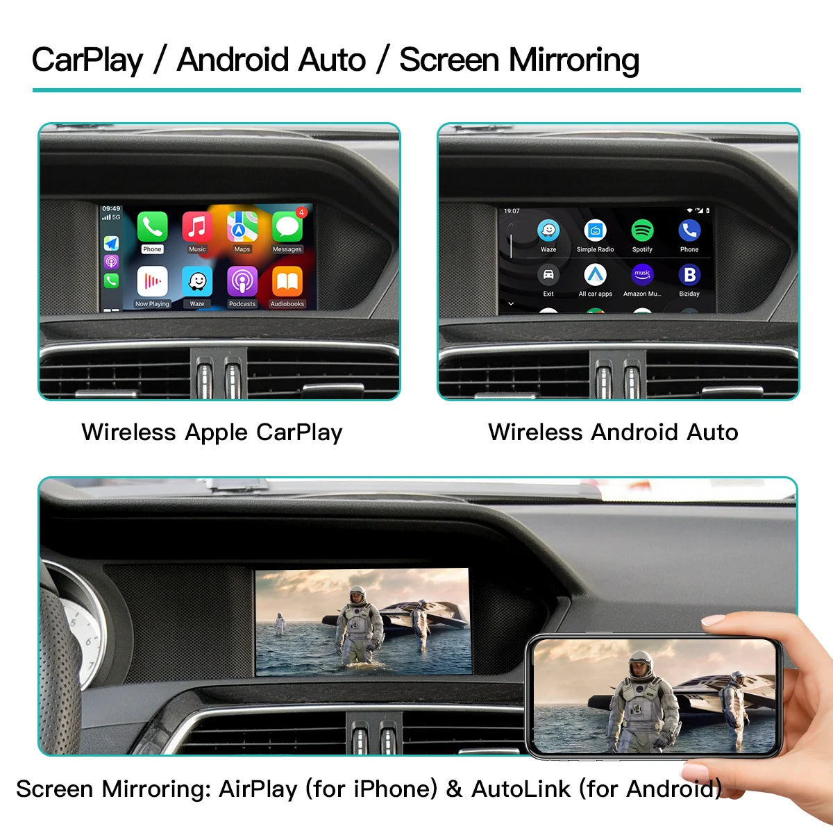 AUTOABC Wireless CarPlay Android Auto Adapter for Mercedes NTG 4.5-4.7