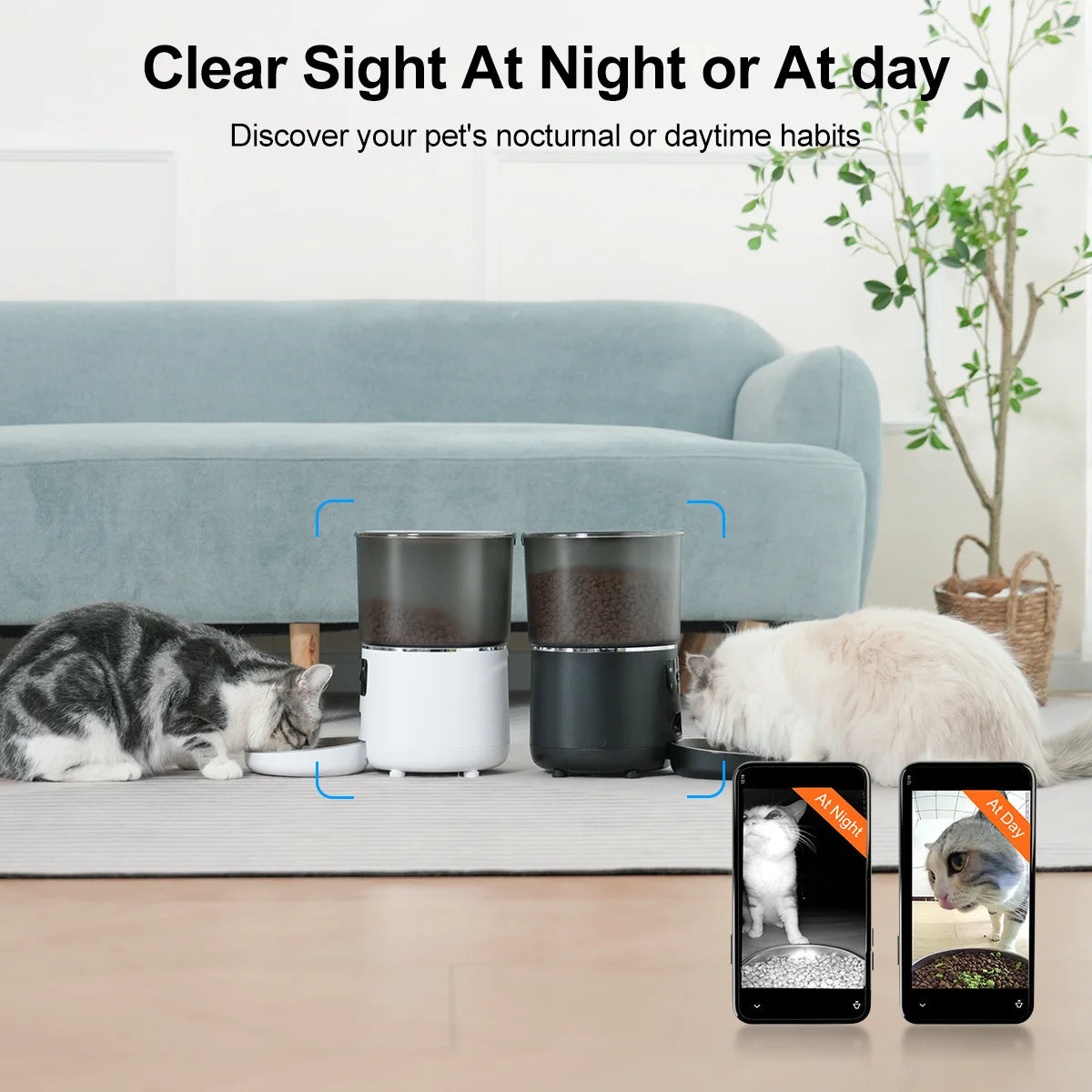 NPET Automatic 4L/140.8OZ Cat Feeder with Camera, 1080P HD Video with Night Vision, 1-20 portions Customized meals for Cats, Dog