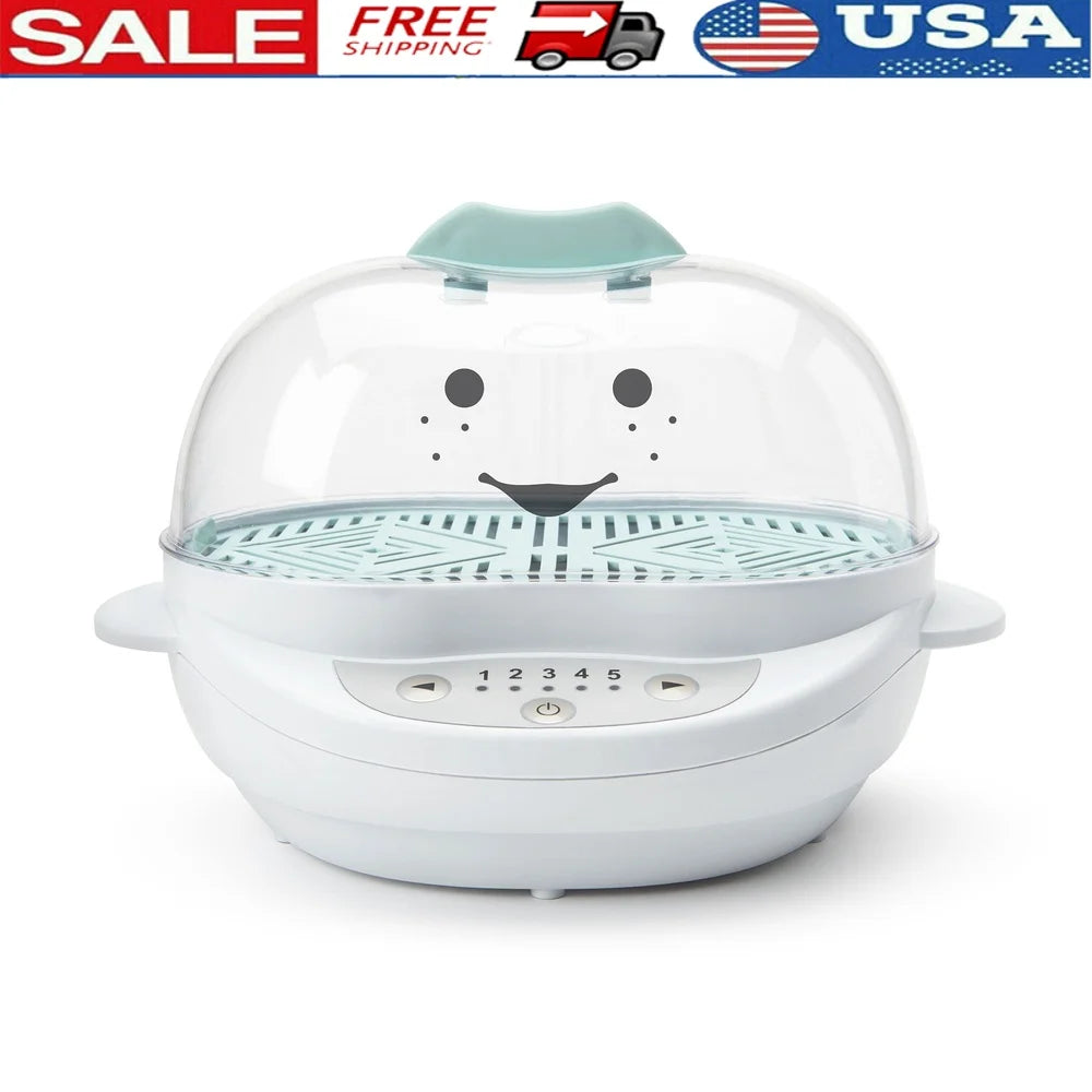 Baby Turbo Steamer with Timer Multi Functional Food Steamer Defroster Sterilizer Egg Cooker Includes Trays Measuring Cup