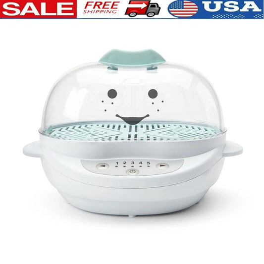 Baby Turbo Steamer with Timer Multi Functional Food Steamer Defroster Sterilizer Egg Cooker Includes Trays Measuring Cup