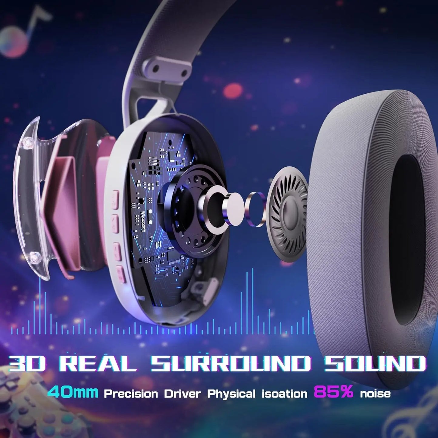Mambasnake Attack Shark L60 Wireless Gaming Headset Tri Mode 40mm