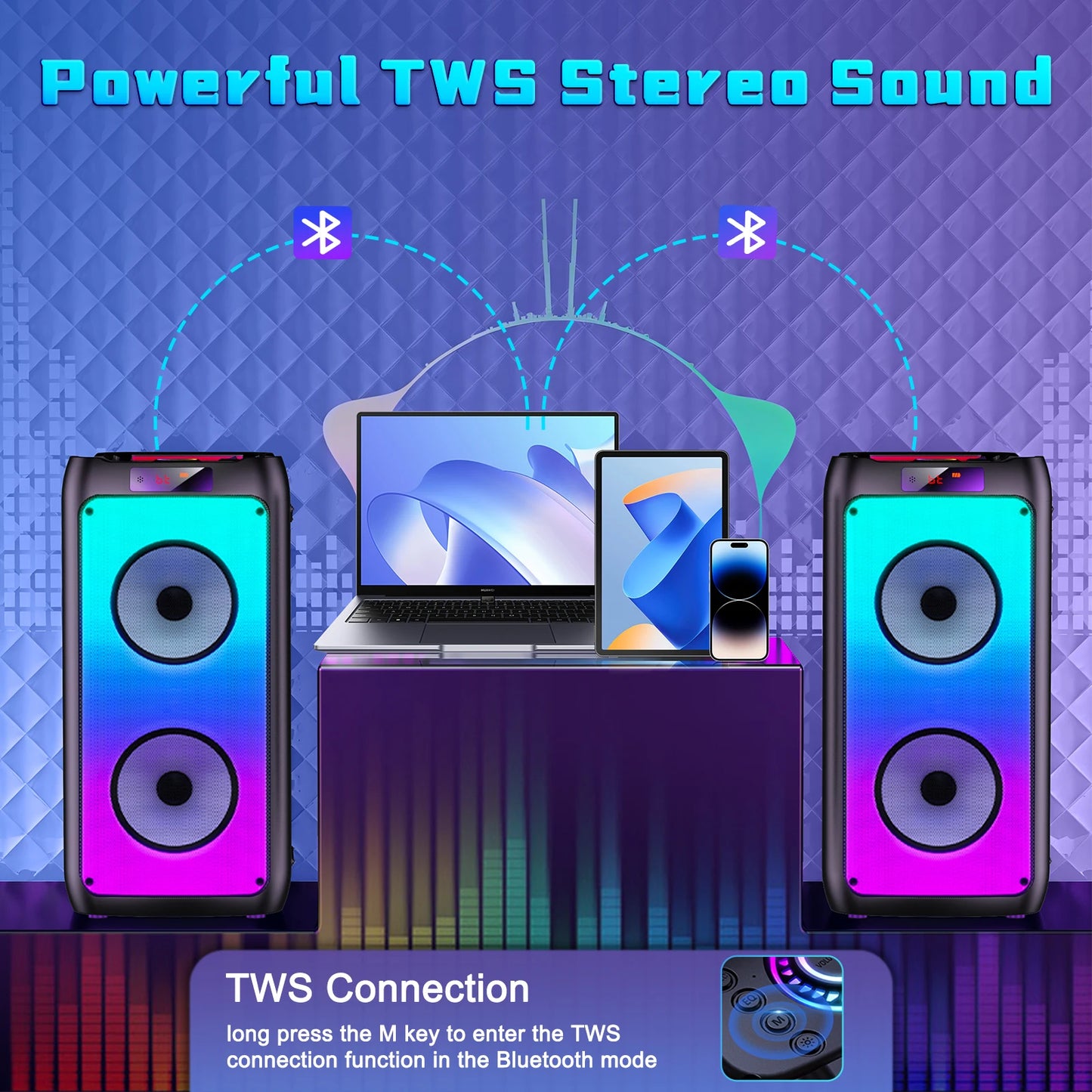 FanFunCabinet T10 Karaoke Machine With Dual Wireless Microphones Bluetooth PA