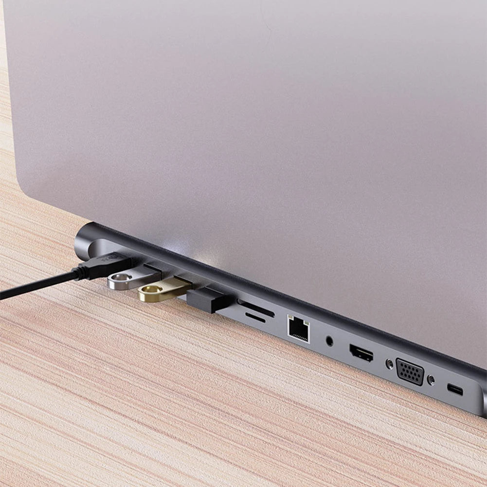 11 in 1 USB C Docking Station with 4K HDMI-Compatible VGA Ethernet USB C Dock 100W PD SD/TF Audio Type C Hub 1* USB 3.0 3*USB2.0