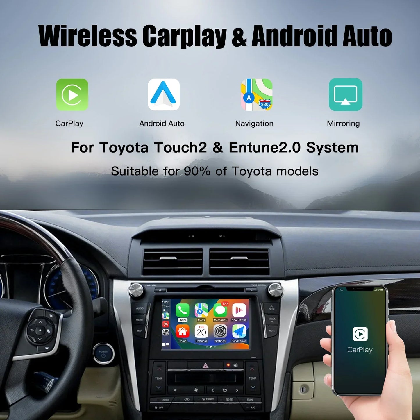 AUTOABC Wireless CarPlay Android Auto Module Decoder Toyota Vehicles