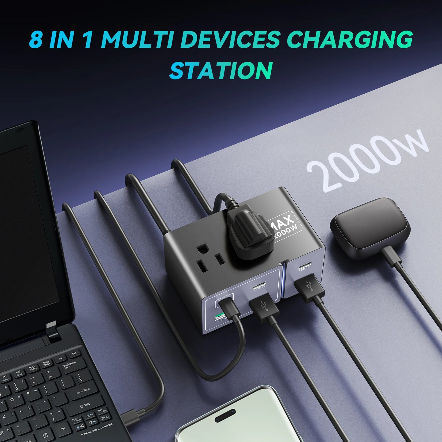 Iseyyox 8-Port 160W GaN Charging Hub for Multiple Devices