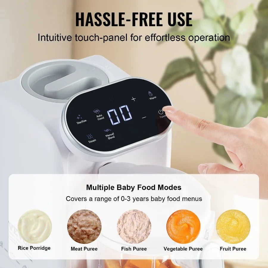 Baby Food Maker 430W Baby Food Processor with 750 ml Tritan Bowl SUS304 Stainless Steel 5 in 1 Baby Food Puree Blender Steamer